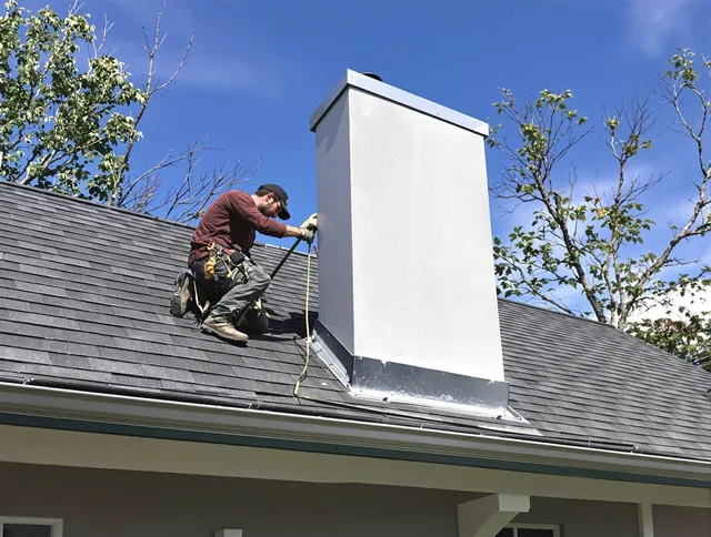 South Pasadena Chimney Sweep team member finishing chimney construction in South Pasadena, CA