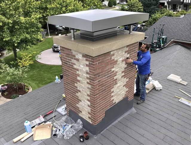 South Pasadena Chimney Sweep team working on a custom chimney remodel in South Pasadena, CA