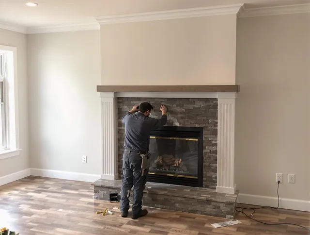 South Pasadena Chimney Sweep finishing a custom fireplace install in South Pasadena, CA